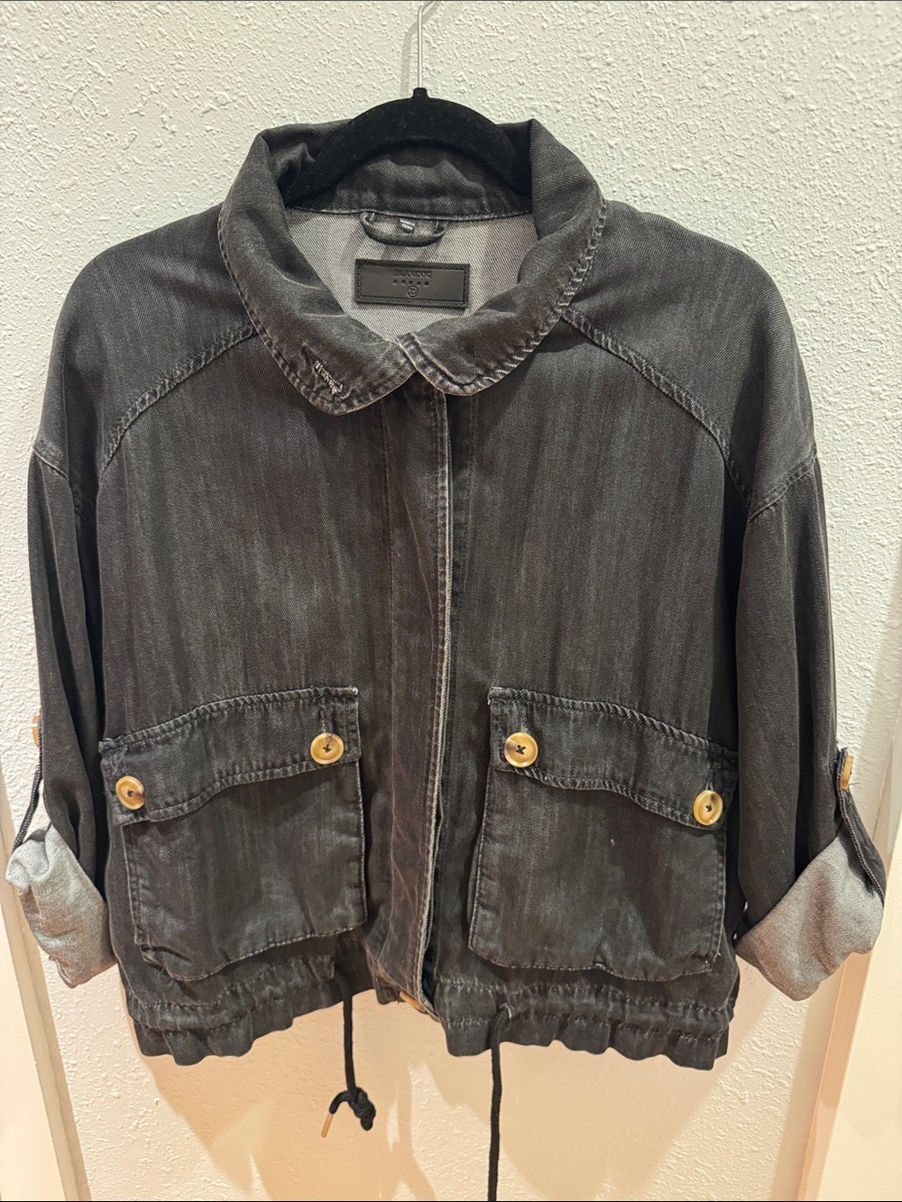 Blank NYC Washed Charcoal Button-Front oversized lightweight Jacket